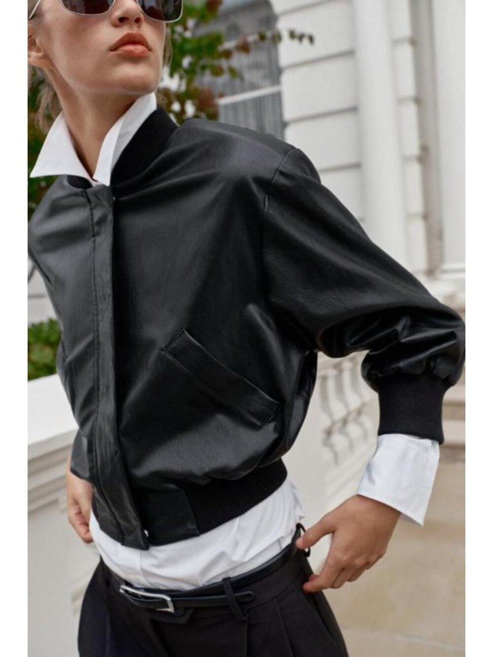 ZARA FAUX LEATHER SHOULDER PAD BOMBER JACKET 6318/247/800